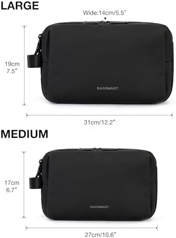 BAGSMART Toiletry Bag for Men, Travel Toiletry Organizer Dopp Kit Water-resistant Shaving Bag for Toiletries Accessories, Door Room Essentials, Black-medium - Image 6