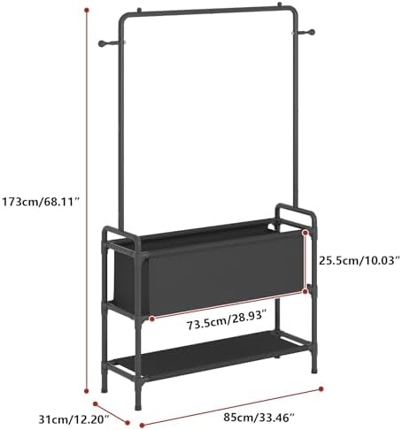 Calmootey Clothing Rack with Storage Bag, 3-in-1 Garment Rack, Non-woven Shelves for Shoes, Clothes Rack for Bedroom, Hallway, Entryway, Black - Image 6