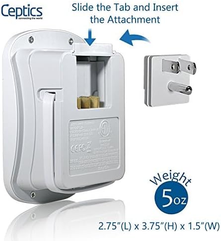 Ceptics Universal Travel Adapter Kit - 2 USB, USB-C Cord+2 US Outlets QC 3.0, Surge Protection, Plugs for Europe, UK, China, Australia, Japan - Perfect for Laptop, Cell Phones, Cameras,Safe ETL Tested - Image 12