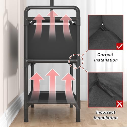 Calmootey Clothing Rack with Storage Bag, 3-in-1 Garment Rack, Non-woven Shelves for Shoes, Clothes Rack for Bedroom, Hallway, Entryway, Black - Image 9