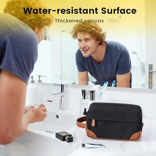 Vorspack Toiletry Bag Hanging Dopp Kit for Men Water Resistant Canvas Shaving Bag with Large Capacity for Travel- Black - Image 5