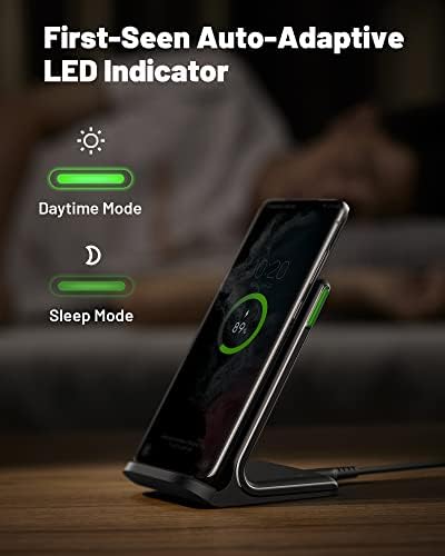 INIU Wireless Charger, 15W Fast Qi-Certified Wireless Charging Station with Sleep-Friendly Adaptive Light Compatible with iPhone 16 15 14 13 Pro XS 8 Plus Samsung Galaxy S23 S22 S21 Note 20 Google etc - Image 3