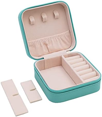 Mini Jewelry Travel Case,Small Travel Jewelry Organizer, Portable Jewelry Box Travel Mini Storage Organizer Portable Display Storage Box for Rings Earrings Necklaces (Blue) - Image 2