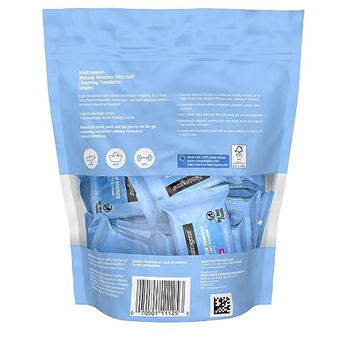 Neutrogena Makeup Remover Wipes, Individually Wrapped Daily Face Wipes for Waterproof Makeup, Travel & On-the-Go Singles, 20 Count - Image 9