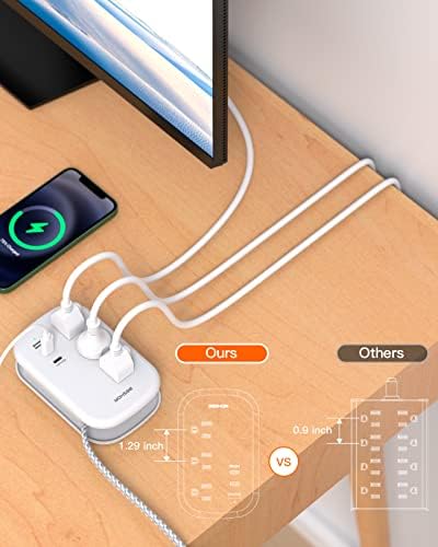 BESHON Flat Plug Power Strip, 3 Outlets with 3 USB Ports(2 USB C), Ultra Flat 3.2ft Wrapped Around Extension Cord for Cruise Ship, Travel, Dorm Room Essentials - Image 7