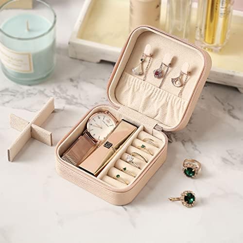 Travel Jewelry Case, Mini Portable Jewelry Travel Boxes, Small Jewelry Organizer for Rings, Earrings, Pendants, Watches, Necklaces, Lipsticks Organizer Storage Holder Case (Pink) - Image 4