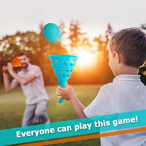 Pop and Catch Ball Game with 24 Balls and 4 Catch Launcher Baskets - Outdoor Indoor Game Activities, Christmas Beach Sport Summer Beach Toys for Kids Ages 4 5 6 7 8 10 12+ - Image 4