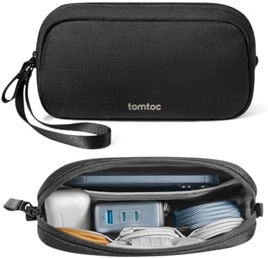 tomtoc Electronics Organizer Travel Case, Water Resistant Travel Bag Cable Organizer for Essentials, Tech Pouch Accessories Carry Storage for Cord, Phone, Cables, Airpods, USB Flash Drive, Daily Items