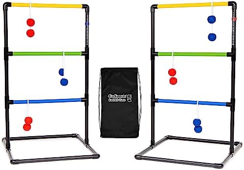 GoSports Ladder Toss Indoor & Outdoor Game Set with 6 Soft Rubber Bolo Balls and Travel Carrying Case - Choose Pro or Classic