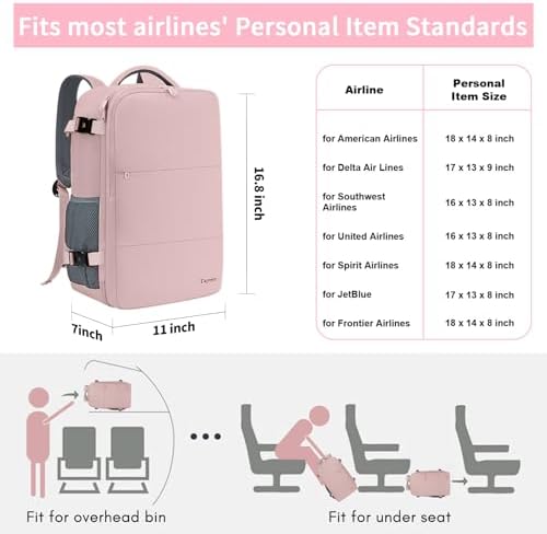 Taygeer Travel Backpack for Women, Carry On Backpack with USB Charging Port & Shoe Pouch, TSA 15.6inch Laptop Backpack Flight Approved, Nurse Bag Casual Daypack for Weekender Business Hiking, Pink - Image 3