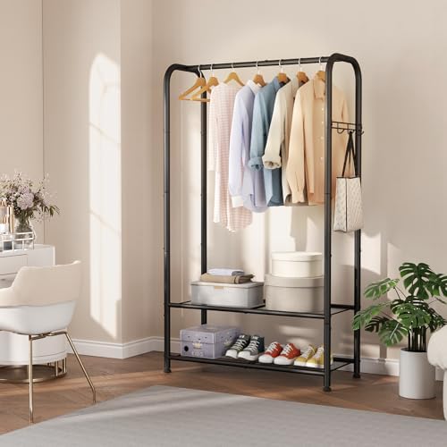 SINGAYE Clothing Racks For Hanging Clothes Rack Portable Closet Garment Coat Rack With Shelves Heavy Duty Hanger Stand Wardrobe Free Standing Closet - Image 9