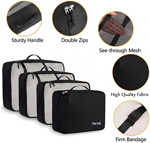 BAGAIL 8 Set Packing Cubes Luggage Packing Organizers for Travel Accessories (Jet Black) - Image 4