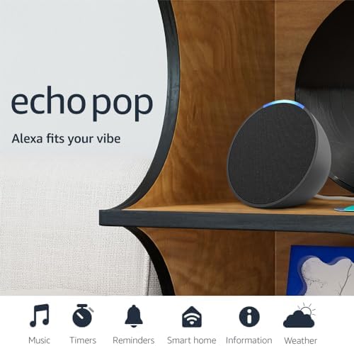 Amazon Echo Pop (newest model), Full sound compact smart speaker with Alexa, Charcoal