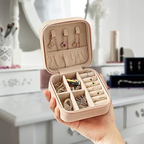 Travel Jewelry Case, Mini Portable Jewelry Travel Boxes, Small Jewelry Organizer for Rings, Earrings, Pendants, Watches, Necklaces, Lipsticks Organizer Storage Holder Case (Pink) - Image 2