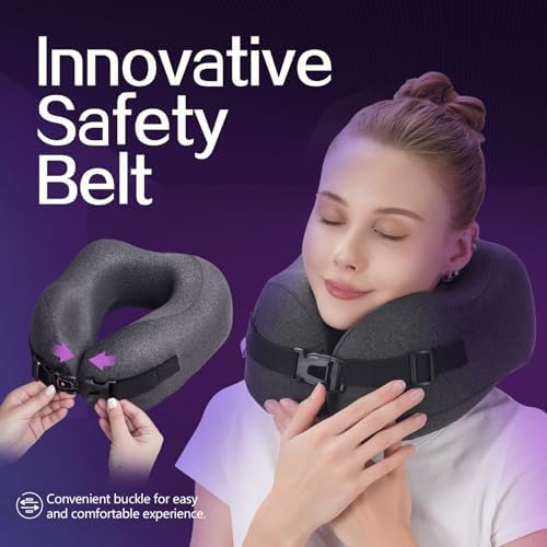 Travel Pillow Vac Compressed Memory Foam Neck Pillow Airplane,Comfortable,Neck Support,Machine Washable,Airplanes Travel Essentials Accessories for Office,Flight,Cars Breaks Sleeping(Black) - Image 4