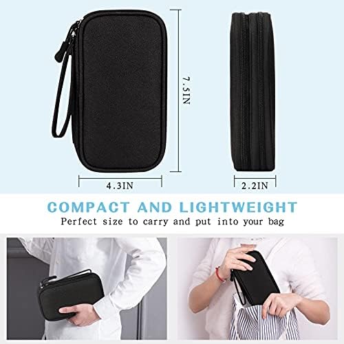 FYY Travel Cable Organizer Pouch Electronic Accessories Carry Case Portable Waterproof Double Layers All-in-One Storage Bag for Cord, Charger, Phone, Earphone Black - Image 2