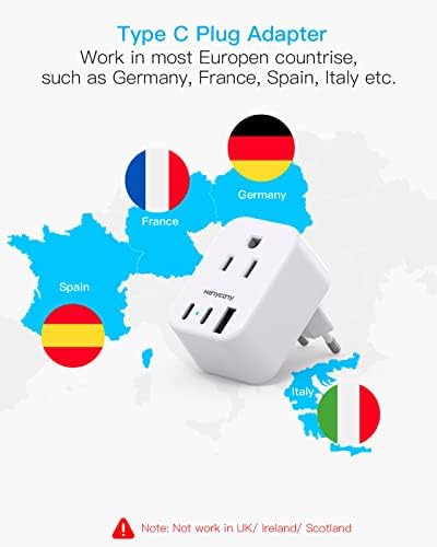 European Travel Plug Adapter for International, Italy Spain Power Adapter, 2 Outlets 2 USB C Ports, Type C Adapter Travel Cruise Essentials for Amercian US to Most Europe France Germany EU, 2 Pack - Image 6