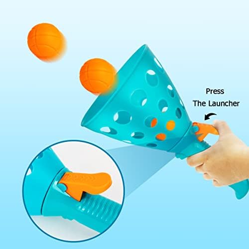 Pop and Catch Ball Game with 24 Balls and 4 Catch Launcher Baskets - Outdoor Indoor Game Activities, Christmas Beach Sport Summer Beach Toys for Kids Ages 4 5 6 7 8 10 12+ - Image 3