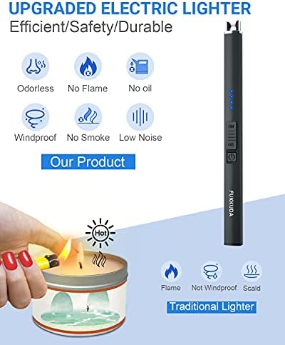 Electric Candle Lighter Rechargeable Lighters Stocking Stuffers for Women Plasma Arc Lighters Windproof & Flameless with USB Rechargeable Double Safety Switch (Obisidian Black) - Image 2