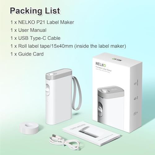 Nelko Label Maker Machine with Tape, P21 Bluetooth Label Printer, Wireless Mini Label Makers with Multiple Templates for Organizing Office Home, White - Image 7