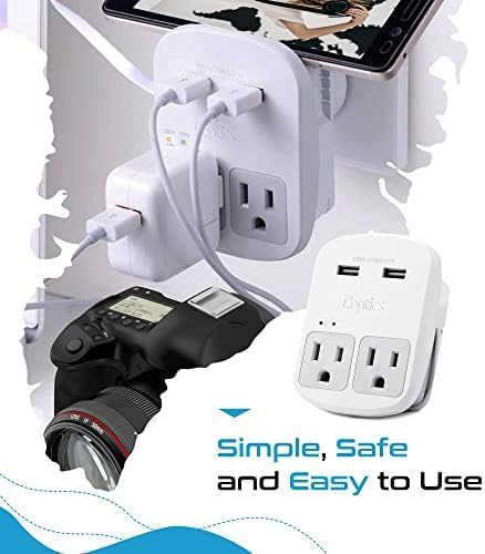 Ceptics Universal Travel Adapter Kit - 2 USB, USB-C Cord+2 US Outlets QC 3.0, Surge Protection, Plugs for Europe, UK, China, Australia, Japan - Perfect for Laptop, Cell Phones, Cameras,Safe ETL Tested - Image 5