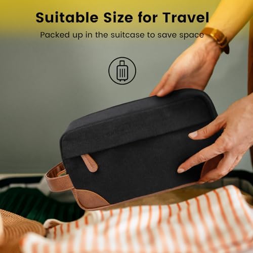 Vorspack Toiletry Bag Hanging Dopp Kit for Men Water Resistant Canvas Shaving Bag with Large Capacity for Travel- Black - Image 7