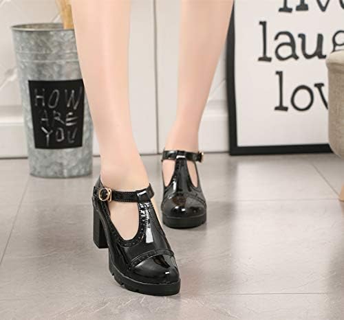 DADAWEN Women's Classic T-Strap Platform Mid-Heel Square Toe Oxfords Dress Shoes - Image 7