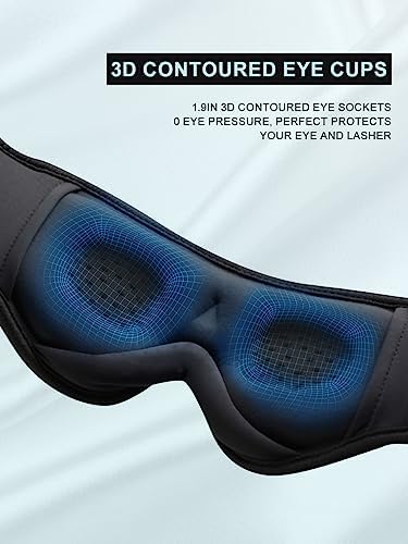 LC-dolida Sleep Headphones, 3D Sleep Mask Bluetooth Wireless Music Eye Mask, Sleeping Headphones for Side Sleepers Sleep Mask with Bluetooth Headphones Ultra-Thin Stereo Speakers Perfect for Sleeping - Image 5