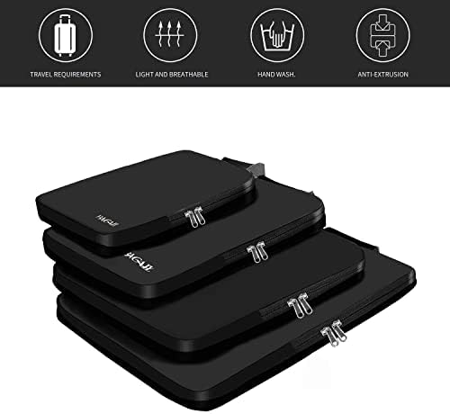 BAGAIL 4 Set/6 Set/8 Set Compression Packing Cubes Travel Accessories Expandable Packing Organizers(Black ClothPattern 4 Set) - Image 8