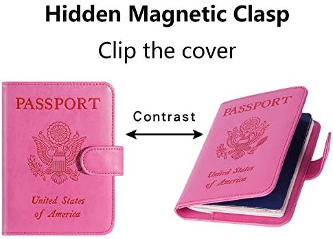 Passport Holder Cover Wallet RFID Blocking Leather Card Case Travel Accessories for Women Men (Pink) - Image 3