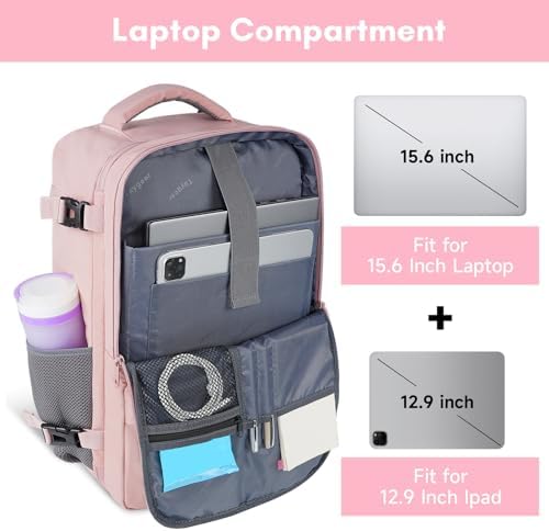 Taygeer Travel Backpack for Women, Carry On Backpack with USB Charging Port & Shoe Pouch, TSA 15.6inch Laptop Backpack Flight Approved, Nurse Bag Casual Daypack for Weekender Business Hiking, Pink - Image 5