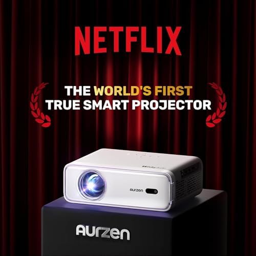 EAZZE D1 Smart Projector with WiFi and Bluetooth, Netflix-Officially-Licensed, Auto Focus & Keystone, DoIby Audio, Zoom, Native 1080P Movie, Portable Outdoor Mini Projector, White - Image 2