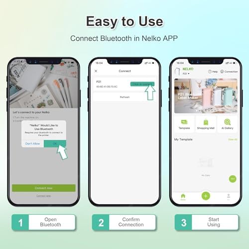 Nelko Label Maker Machine with Tape, P21 Bluetooth Label Printer, Wireless Mini Label Makers with Multiple Templates for Organizing Office Home, White - Image 5