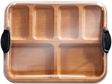 Farberware Build-a-Board Cutting Board with Compartments and Clear Locking Lid for Charcuterie, Snacks, and More-Make it. Take it. Enjoy it, 11x14 Inch, Bamboo - Image 2