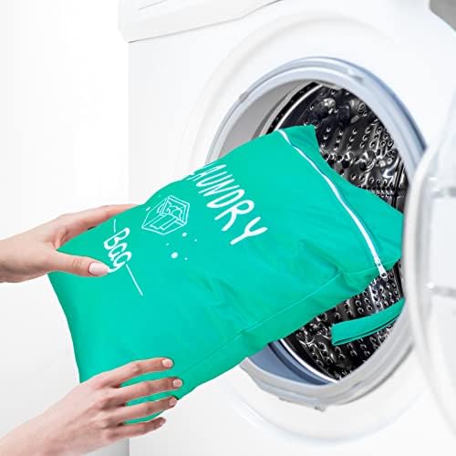 2 Pcs Large Travel Laundry Bag Waterproof Wet Dry Bag Washable Dirty Clothes Drawstring Bag Bathing Suit Workout Bag for Gym Clothes Laundry Wet Clothes Swimming Yoga, Green Grey - Image 5