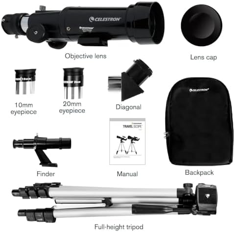 Celestron - 70mm Travel Scope - Portable Refractor Telescope - Fully-Coated Glass Optics - Ideal Telescope for Beginners - Bonus Astronomy Software Package - Image 11