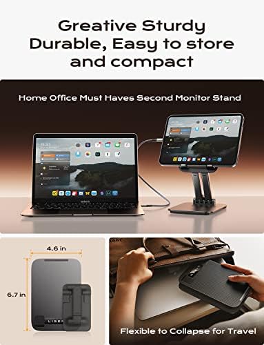 LISEN Tablet Stand for iPad Stand Holder Desk, Foldable iPad Pro Holder Portable Monitor Stand Travel Accessories, Home Office Desk Accessories for Men Gifts 2024 iPad Tab Kindle iPhone 4-15.9" Black - Image 3