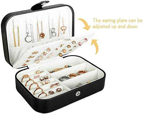 Travel Jewelry Box, PU Leather Small Jewelry Organizer for Women Girls, Portable Mini Travel Case Display Storage Holder Boxes for Stud Earrings, Rings, Necklaces, Bracelets. - Image 4