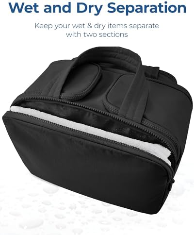 BAGSMART Travel Toiletry Bag, Lightweight Large Wide-open Travel Bag for Women, Puffy Cosmetic Makeup Bag Organizer with Handle for Accessories,Essentials, Toiletries, Black - Image 4