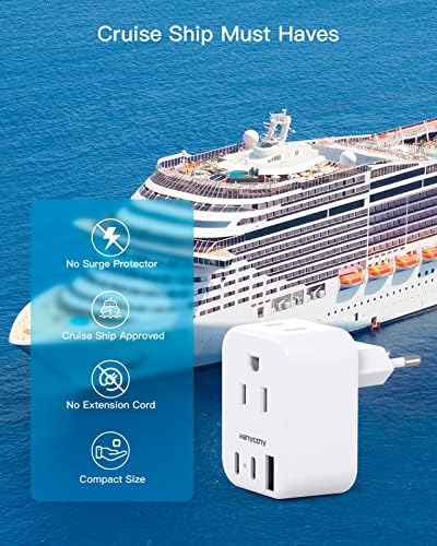 European Travel Plug Adapter for International, Italy Spain Power Adapter, 2 Outlets 2 USB C Ports, Type C Adapter Travel Cruise Essentials for Amercian US to Most Europe France Germany EU, 2 Pack - Image 5