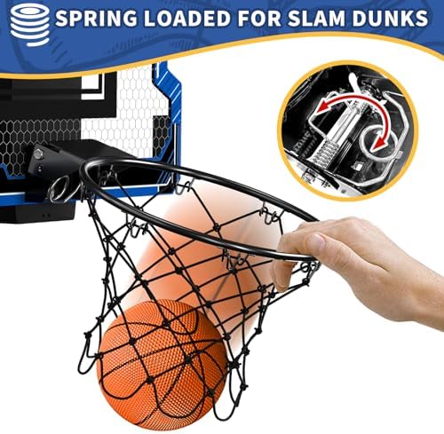 Mini Basketball Hoop Indoor with Scoreboard, Door Basketball Hoop with 3 Balls & Inflator, Basketball Toy Gifts for Kids Boys Girls Teens Adults, Suit for Bedroom/Office/Outdoor/Pool, Blue - Image 4