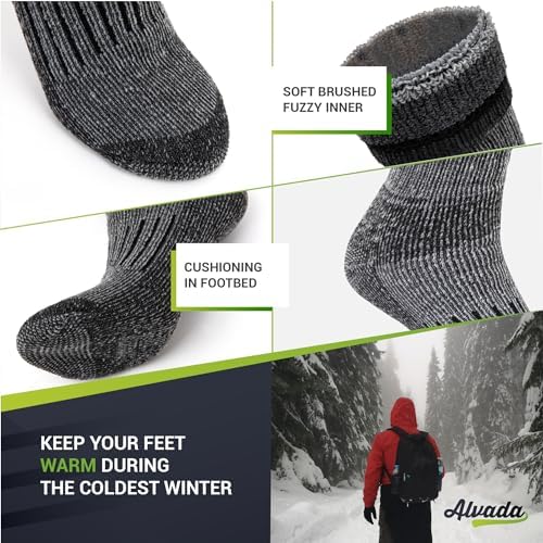 Alvada Warm Thermal Wool Socks for Winter Moisture Wicking and Breathable Cozy Boot Socks - Image 3