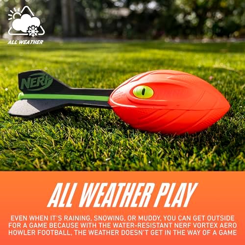 NERF Vortex Aero Howler Foam Football - NERF Soft Vortex Football for Long-Distance Throws - Perfect for Pool + Beach Football - Kids Aero Howler Whistle Vortex Foam Ball - Red - Image 5