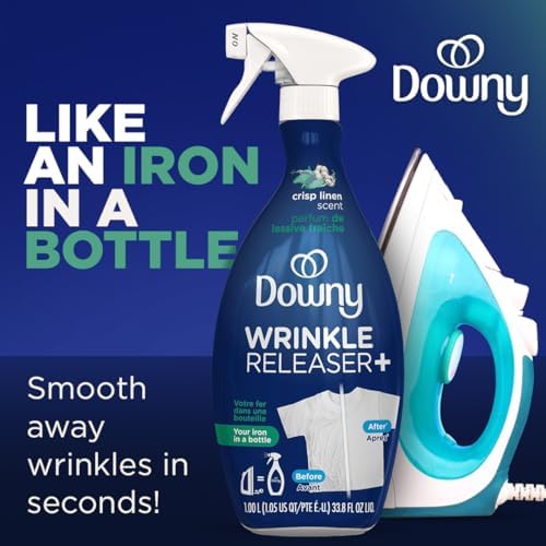 Downy Wrinkle Release Spray, Travel Size Spray, All In One Formula, Removes Wrinkles, Static and Odor Eliminator, Crisp Linen Scent, 3 Fl Oz, Pack of 3 - Image 2