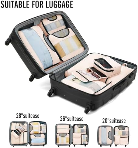 Veken 8 Set Packing Cubes for Travel, Gifts for Women Mom, Carry on Suitcase Organizer Bags for Luggage with Hanging Toiletry Bag and Shoe Bag, Travel Essentials Travel Accessories for Cruise Ship - Image 6