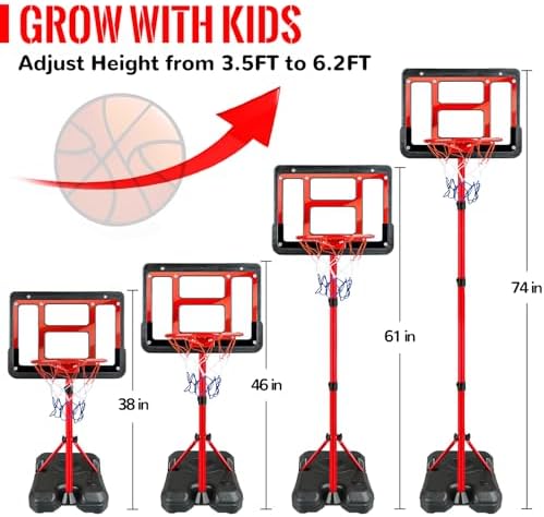 Kids Basketball Hoop with Stand, Adjustable Basketball Set, Toddler Basketball Toys for Boys Age 3 4 5 6 7 8, Indoor Outdoor Backyard Sport Game Gifts - Image 4