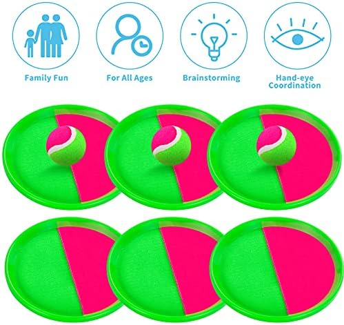 Outside Toys for Kids Ages 4-8 - Toss and Catch Ball Set, Kids Outdoor Games Yard Games for Kids and Adults with 6 Paddles and 3 Balls Toys for 3 4 5 6 7 8 Year Old Boys Girls Birthday - Image 5