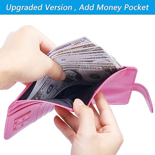 Passport Holder Cover Wallet RFID Blocking Leather Card Case Travel Accessories for Women Men (Pink) - Image 5