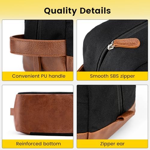 Vorspack Toiletry Bag Hanging Dopp Kit for Men Water Resistant Canvas Shaving Bag with Large Capacity for Travel- Black - Image 4