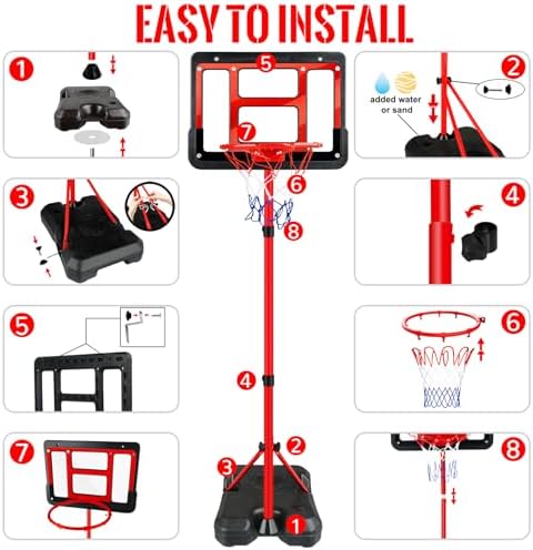 Kids Basketball Hoop with Stand, Adjustable Basketball Set, Toddler Basketball Toys for Boys Age 3 4 5 6 7 8, Indoor Outdoor Backyard Sport Game Gifts - Image 7